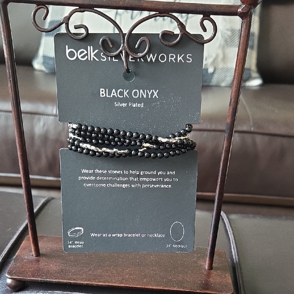 Belk Silverworks Black Onyx Wrap Necklace/Bracelet